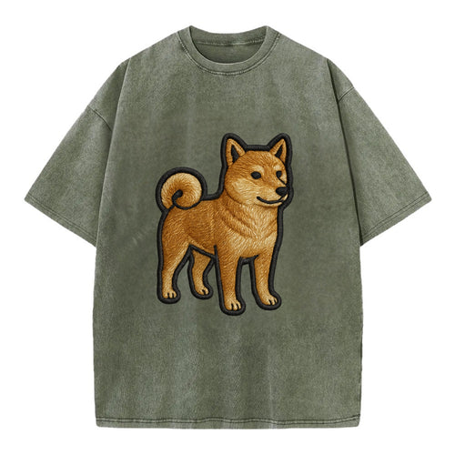 Shiba Inu - Trendy Japanese dog logo wit - Vintage T-shirt