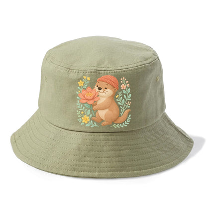 Peach Otter - Bucket Hat - Army Green