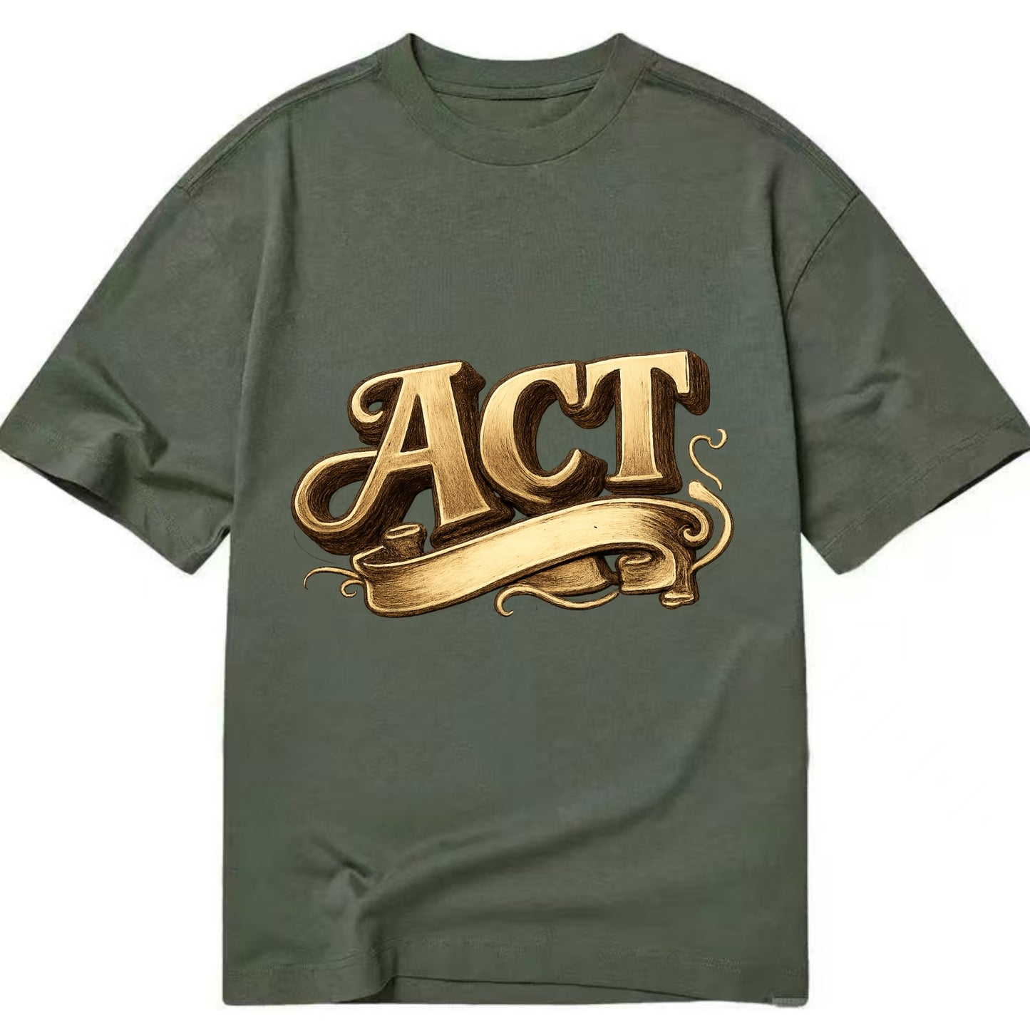 Bold typography design - "ACT" - take action, do something - Classic T-shirt - Army Green