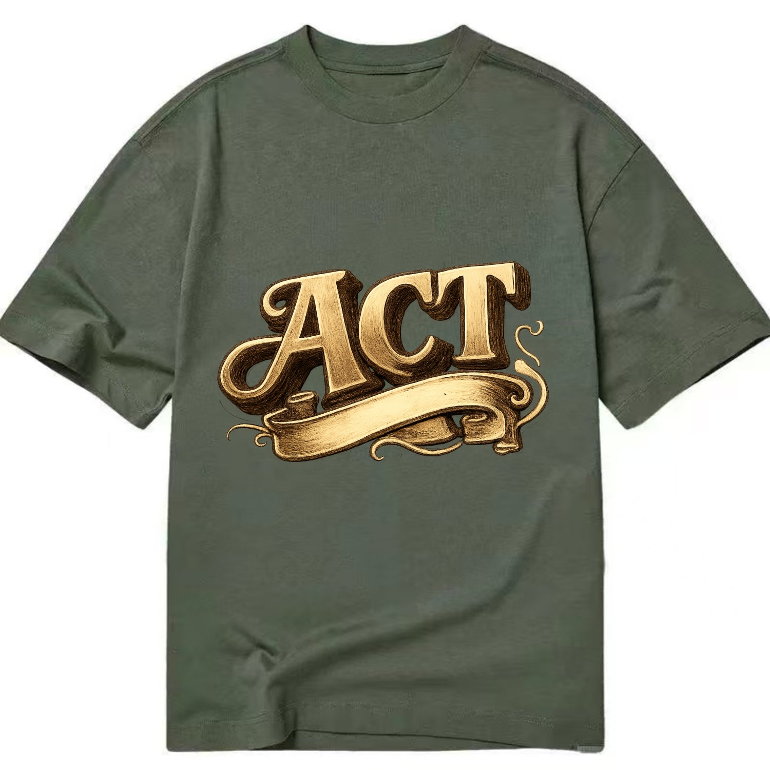 Bold typography design - "ACT" - take action, do something - Classic T-shirt - Army Green