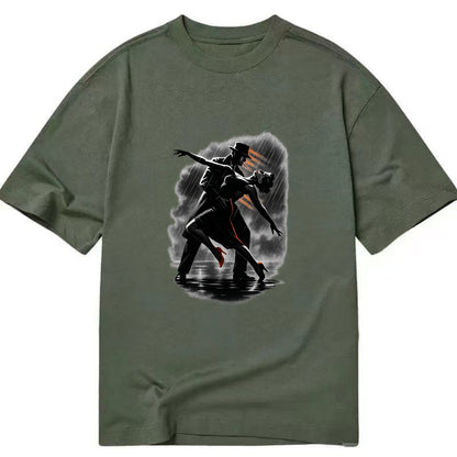 romantic dance pose with woman lifted in the air at lakeside - Classic T-shirt - Army Green