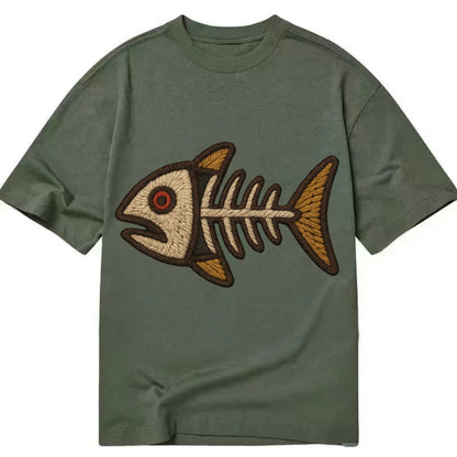 Fish Skeleton  - Classic T-shirt - Army Green