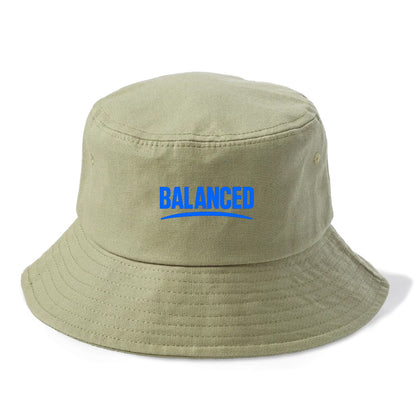 Bold typography design - "BALANCED" - harmony, equilibrium, centered life - Bucket Hat - Army Green