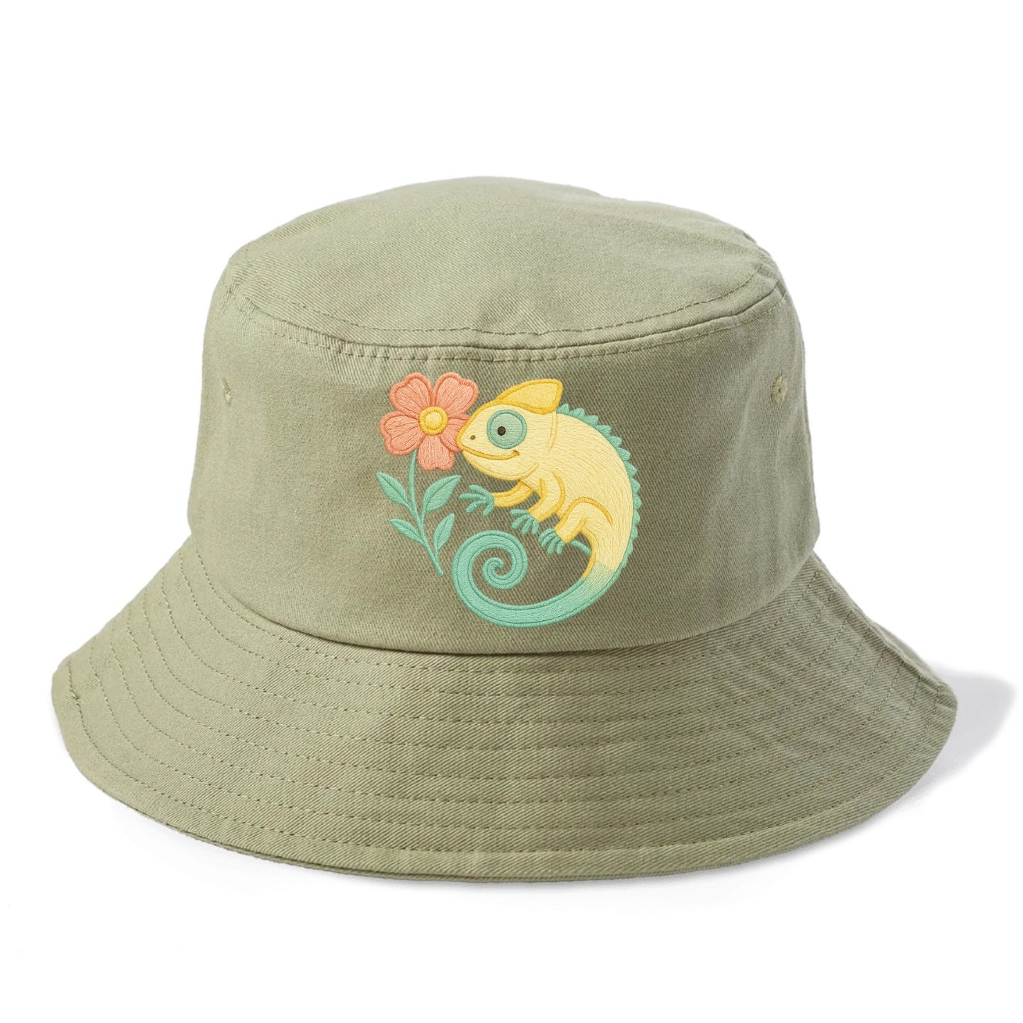 Yellow Chameleon - Bucket Hat - Army Green