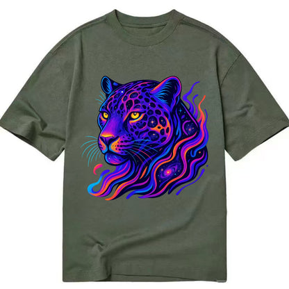 Powerful jaguar with rosettes containing miniature galaxies, cosmic purple and - Classic T-shirt - Army Green