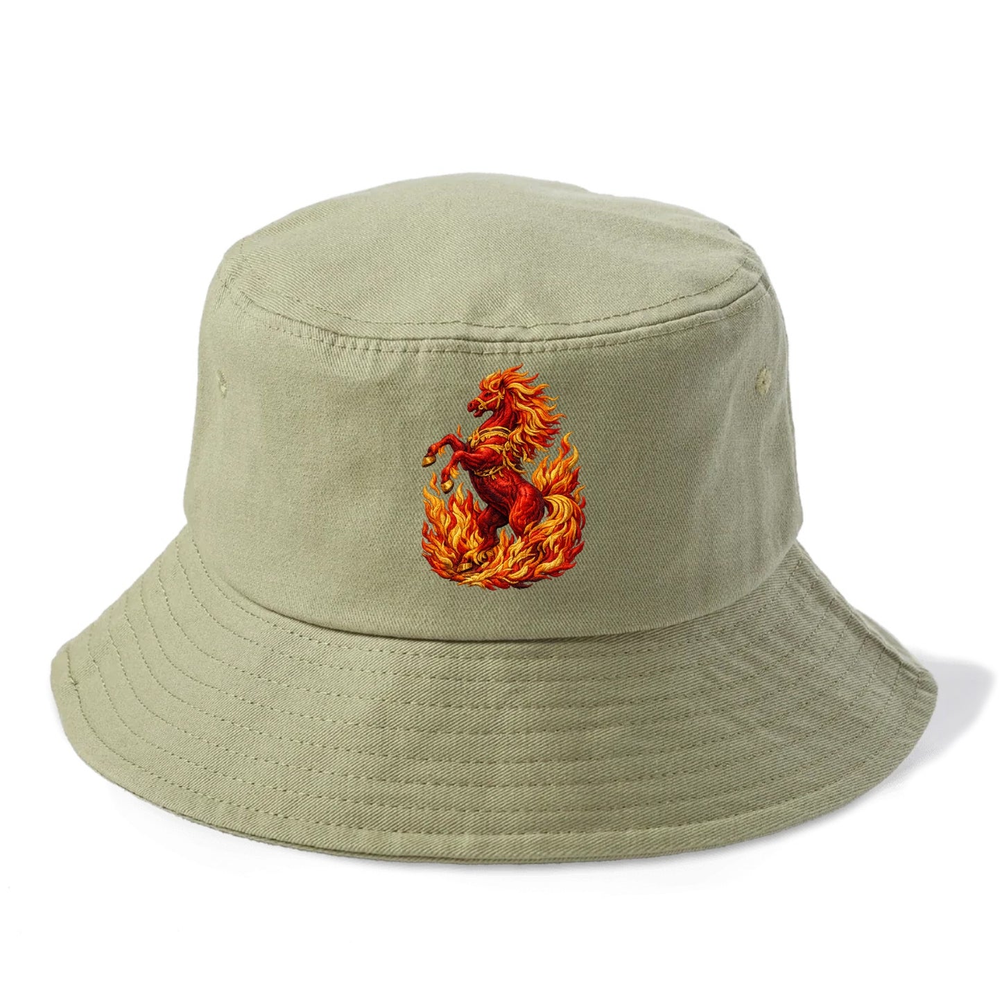VICTORY BLAZE | Triumphant rearing horse in flames | Achievement celebration | Winning - Bucket Hat - Army Green