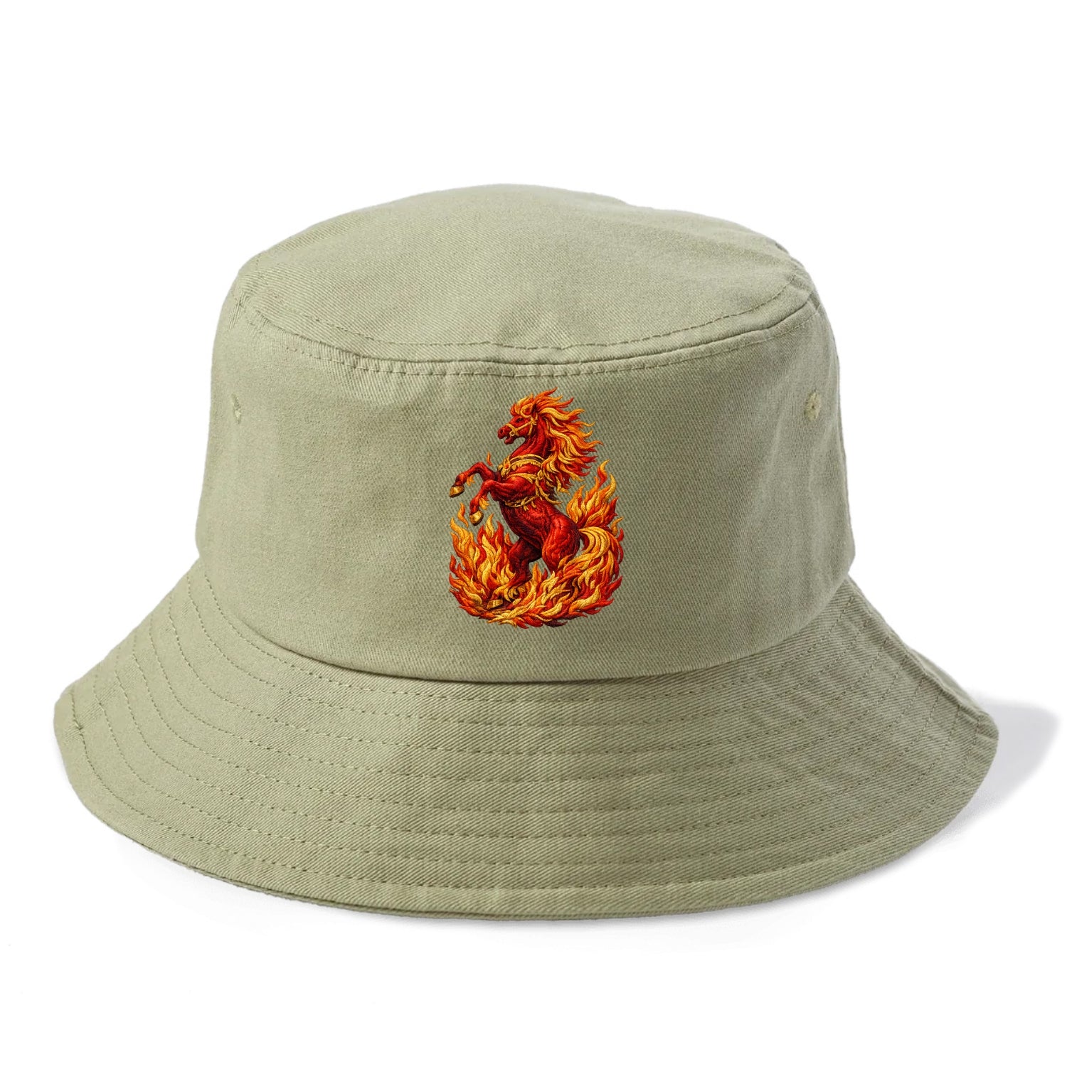 VICTORY BLAZE | Triumphant rearing horse in flames | Achievement celebration | Winning - Bucket Hat - Army Green