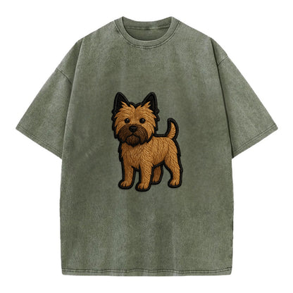Cairn Terrier - Modern shaggy design wit - Vintage T-shirt - Army Green