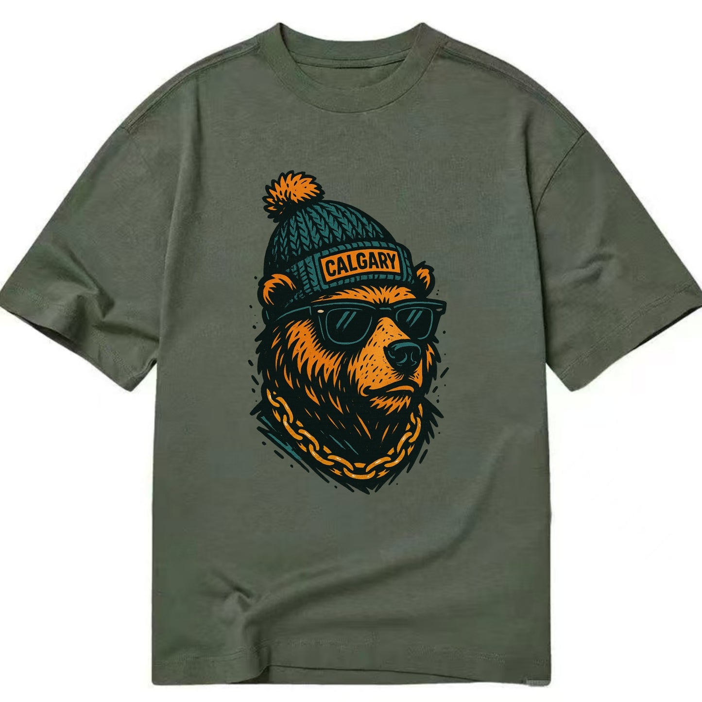 Calgary Grizzly Bear wearing Calgary bea - Classic T-shirt - Army Green