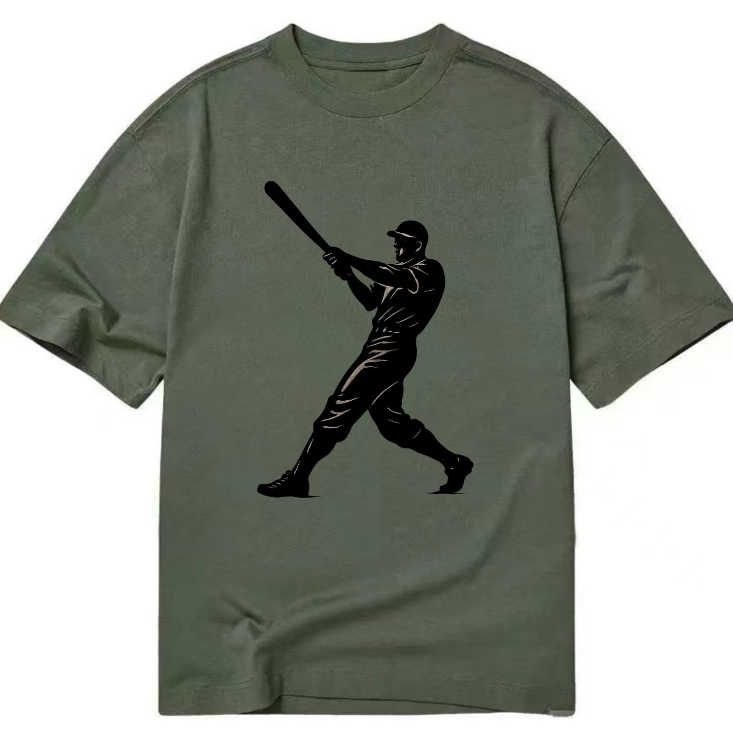Baseball batter in full swing - Classic T-shirt - Army Green