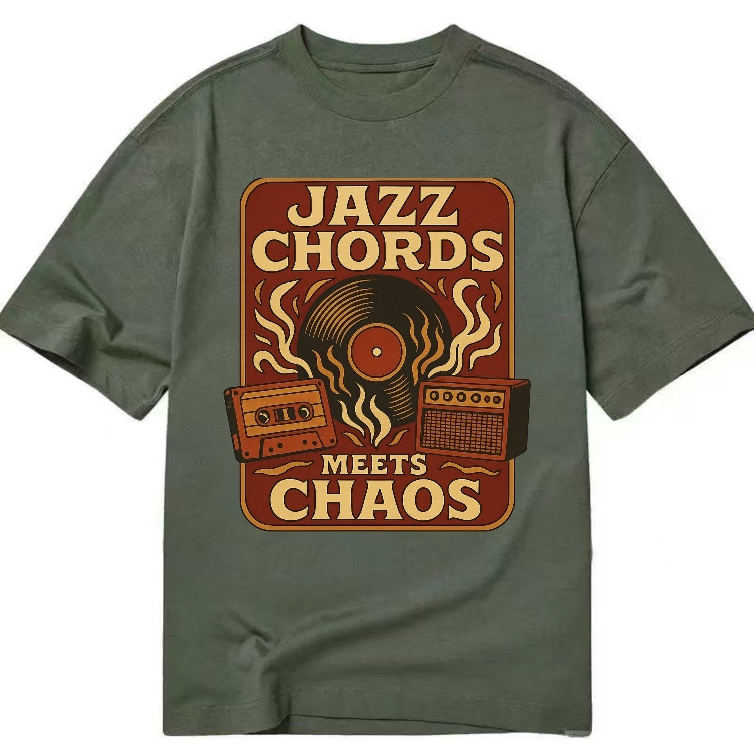 Jazz chords with hyperpop energy - "Jazz Meets Chaos" - unexpected fusion - Classic T-shirt - Army Green