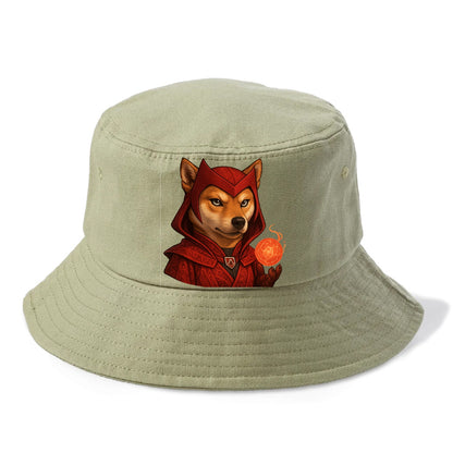 Shiba Inu Scarlet Witch  - Bucket Hat - Army Green