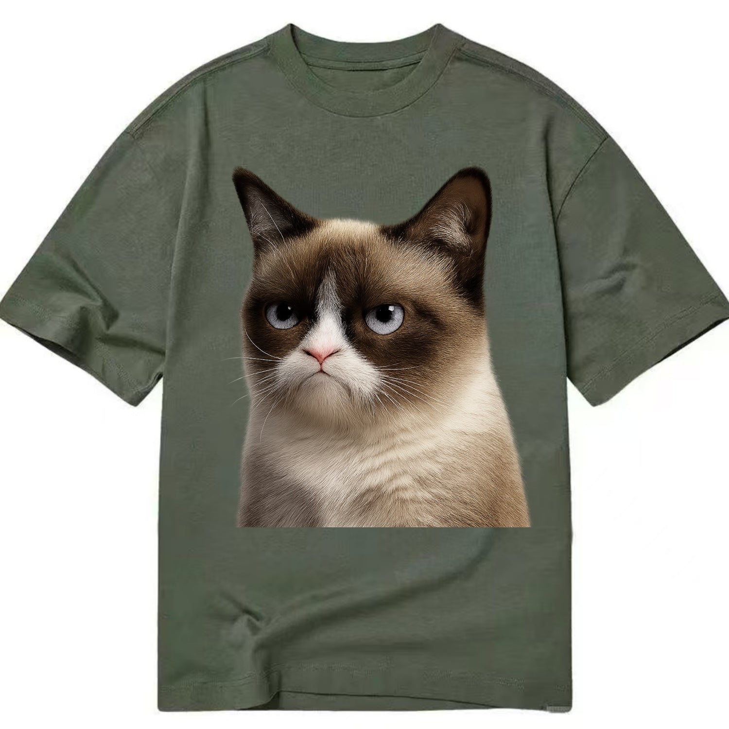 Grumpy Cat Expression  - Classic T-shirt - Army Green