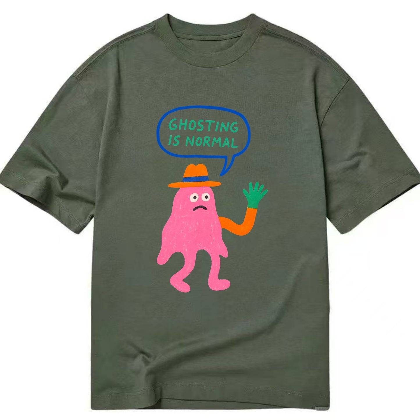 GHOSTING IS NORMAL | Transparent ghost texting - Classic T-shirt - Army Green