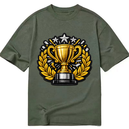 Embroidered patch design - CHAMPIONSHIP TROPHY - golden trophy cup with laurels - Classic T-shirt - Army Green