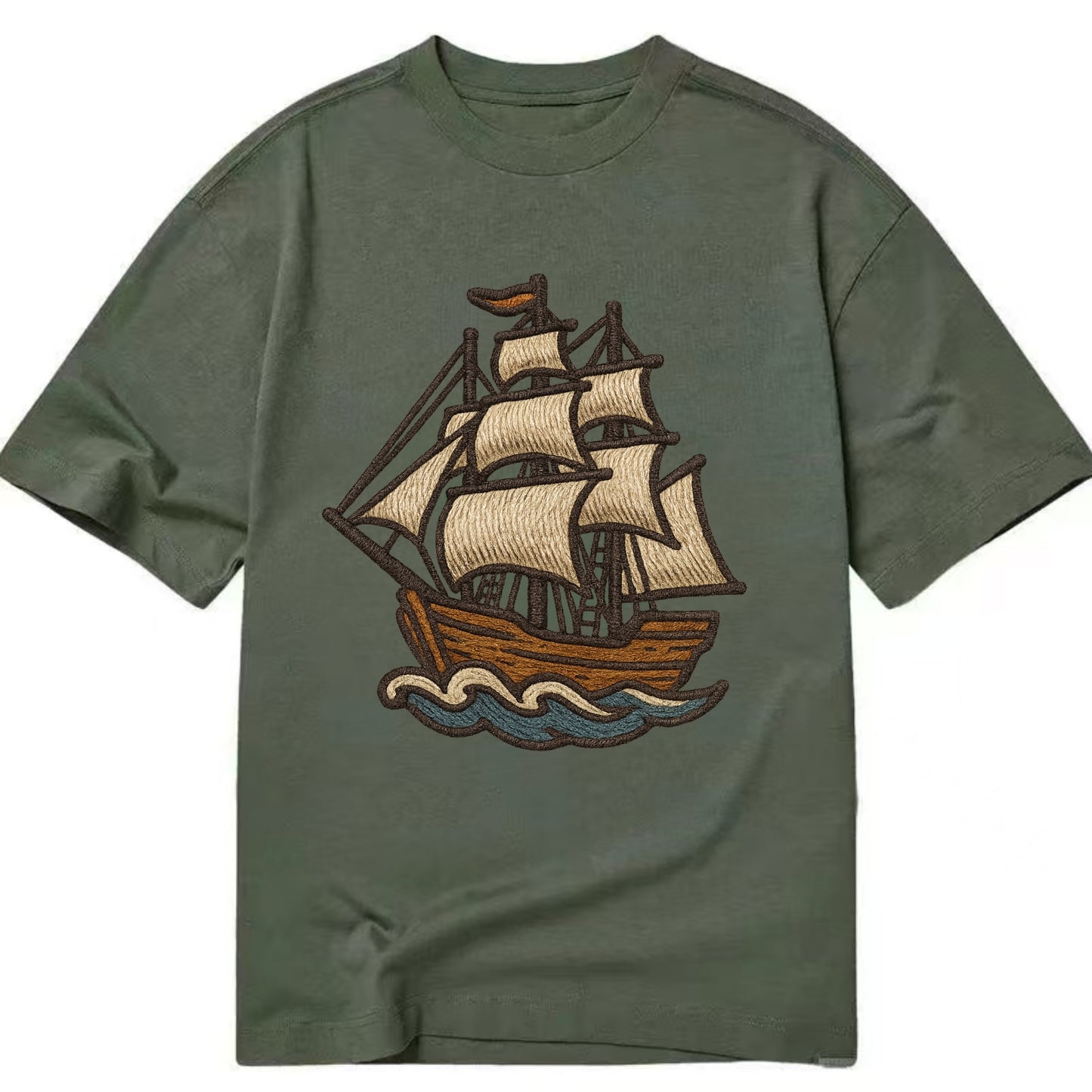 Sailing Ship  - Classic T-shirt - Army Green