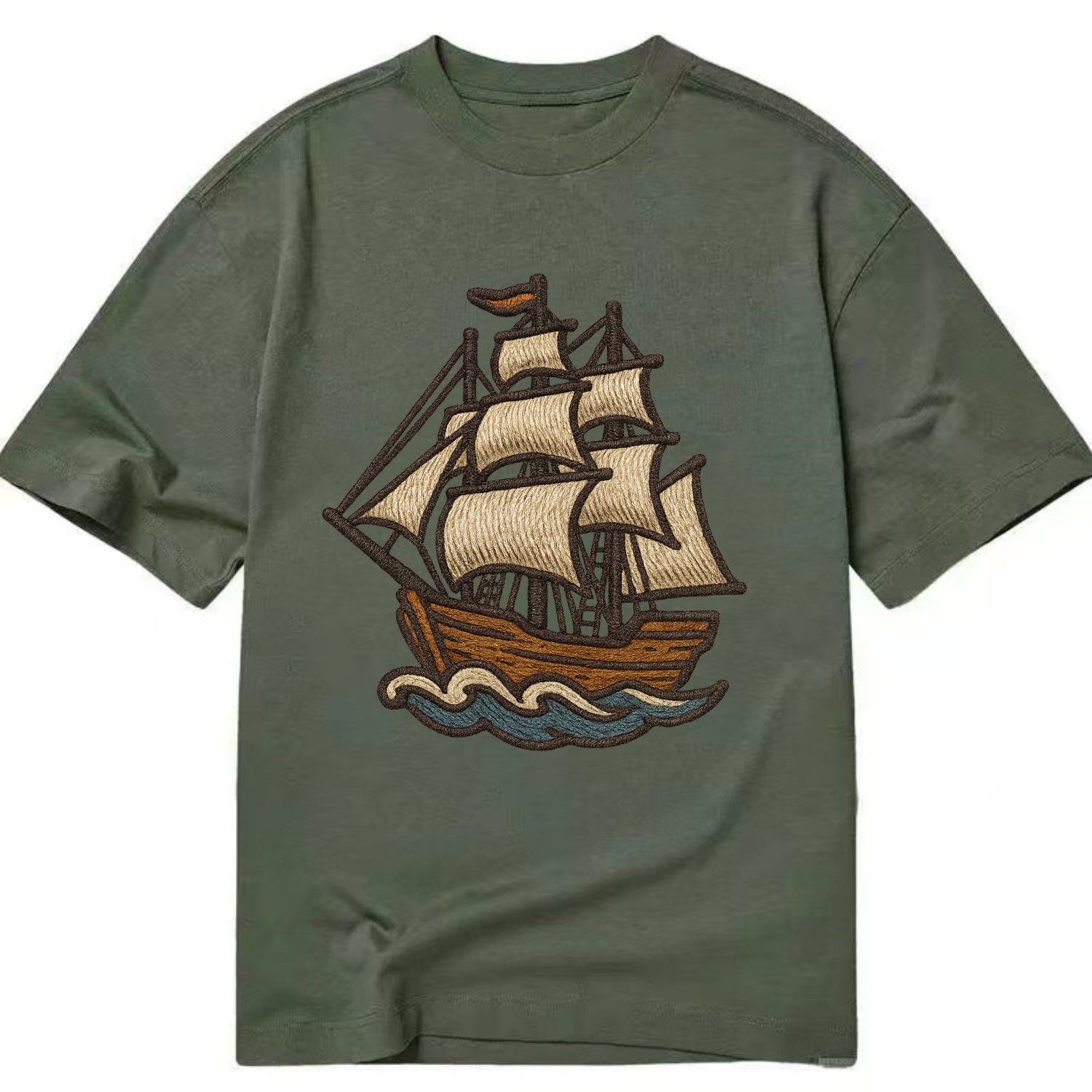 Sailing Ship  - Classic T-shirt - Army Green