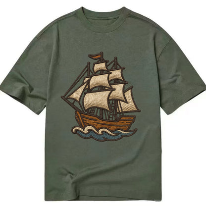 Sailing Ship  - Classic T-shirt - Army Green
