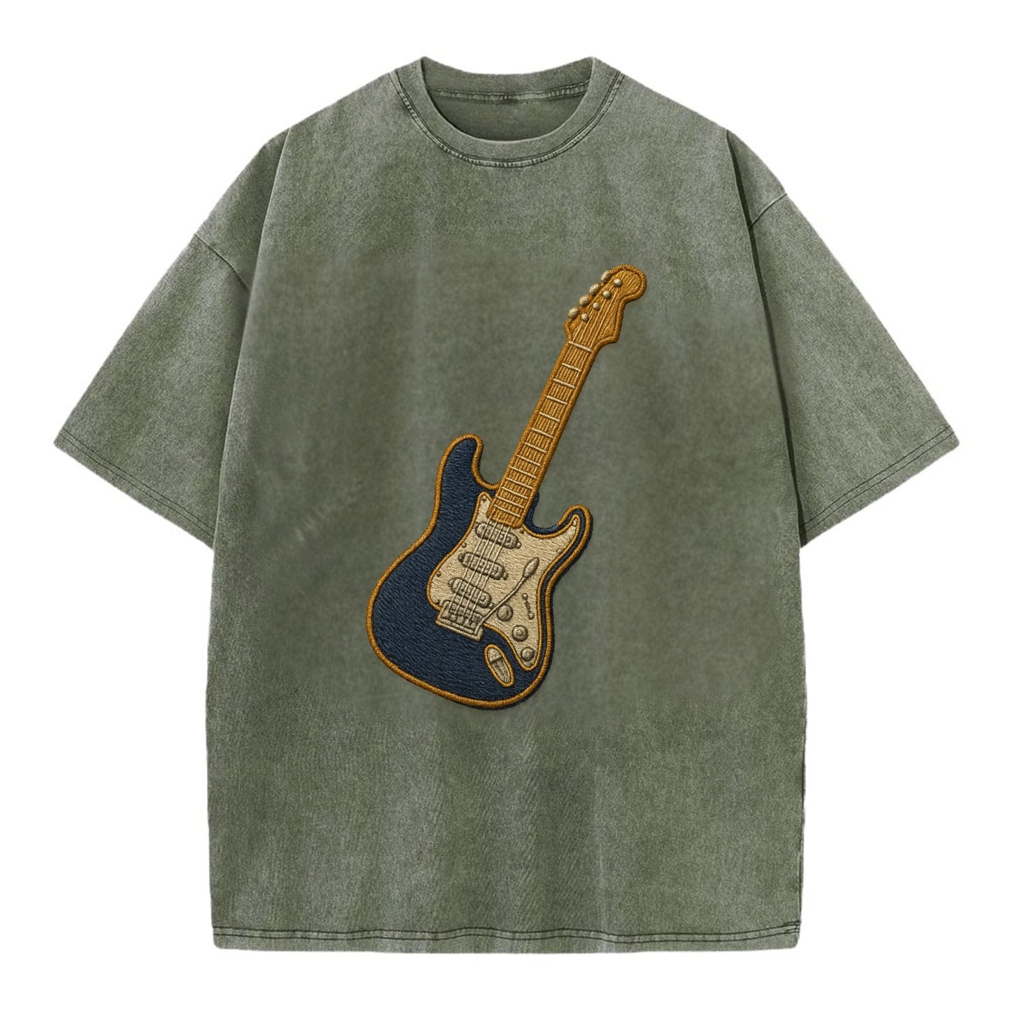 Electric Guitar  - Vintage T-shirt - Army Green