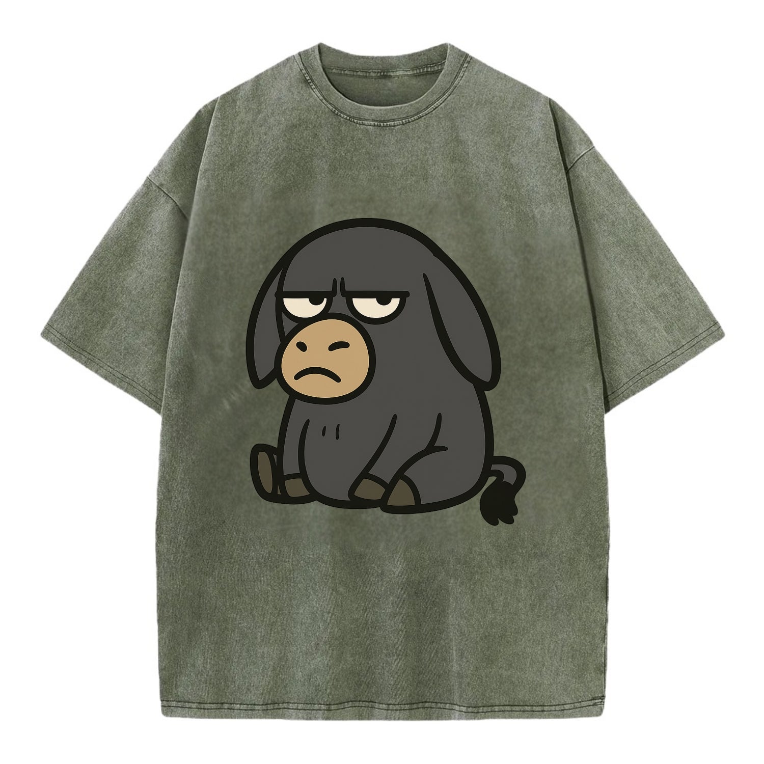 The Donky Judging Silently - Vintage T-shirt - Army Green