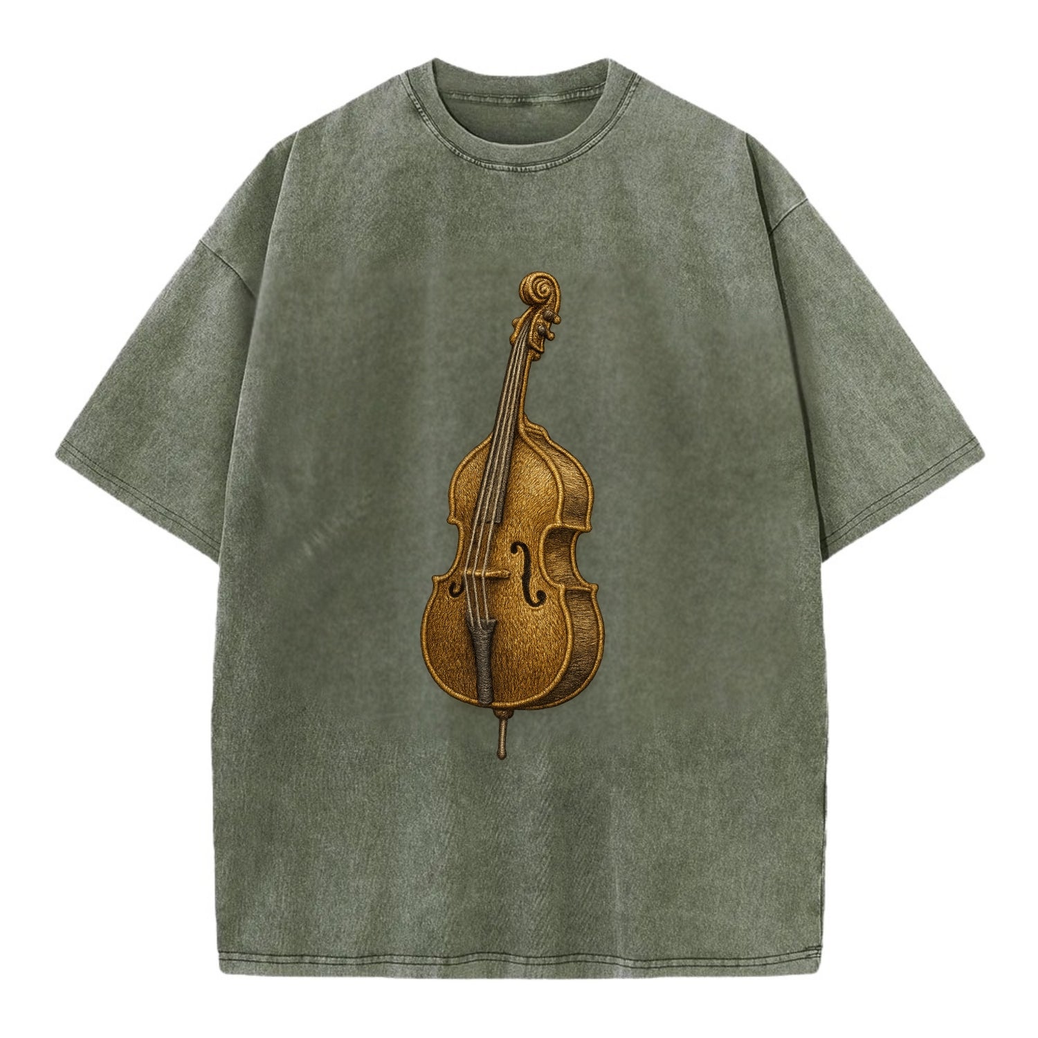 Acoustic Bass  - Vintage T-shirt - Army Green