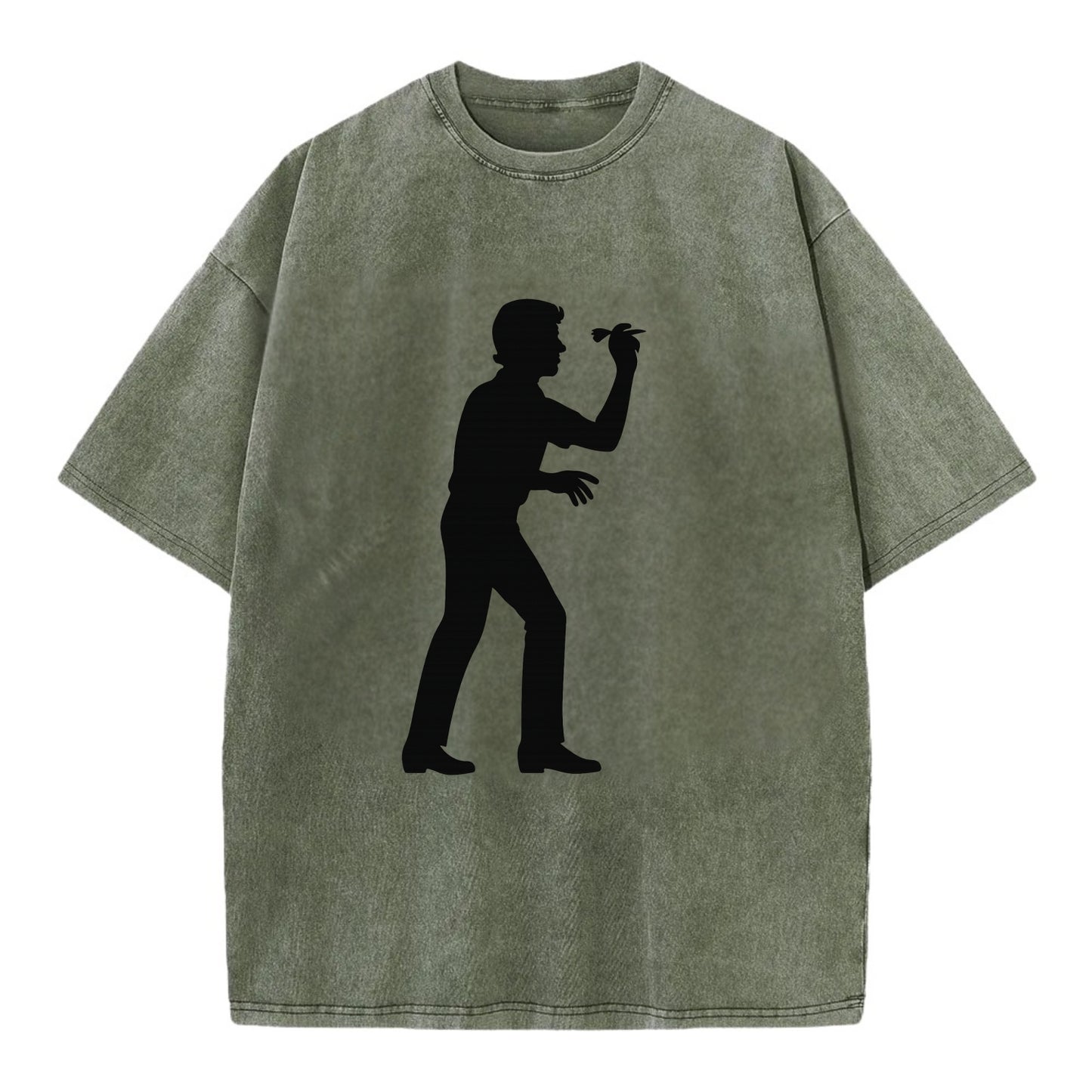 Darts player in throwing stance - Vintage T-shirt - Army Green