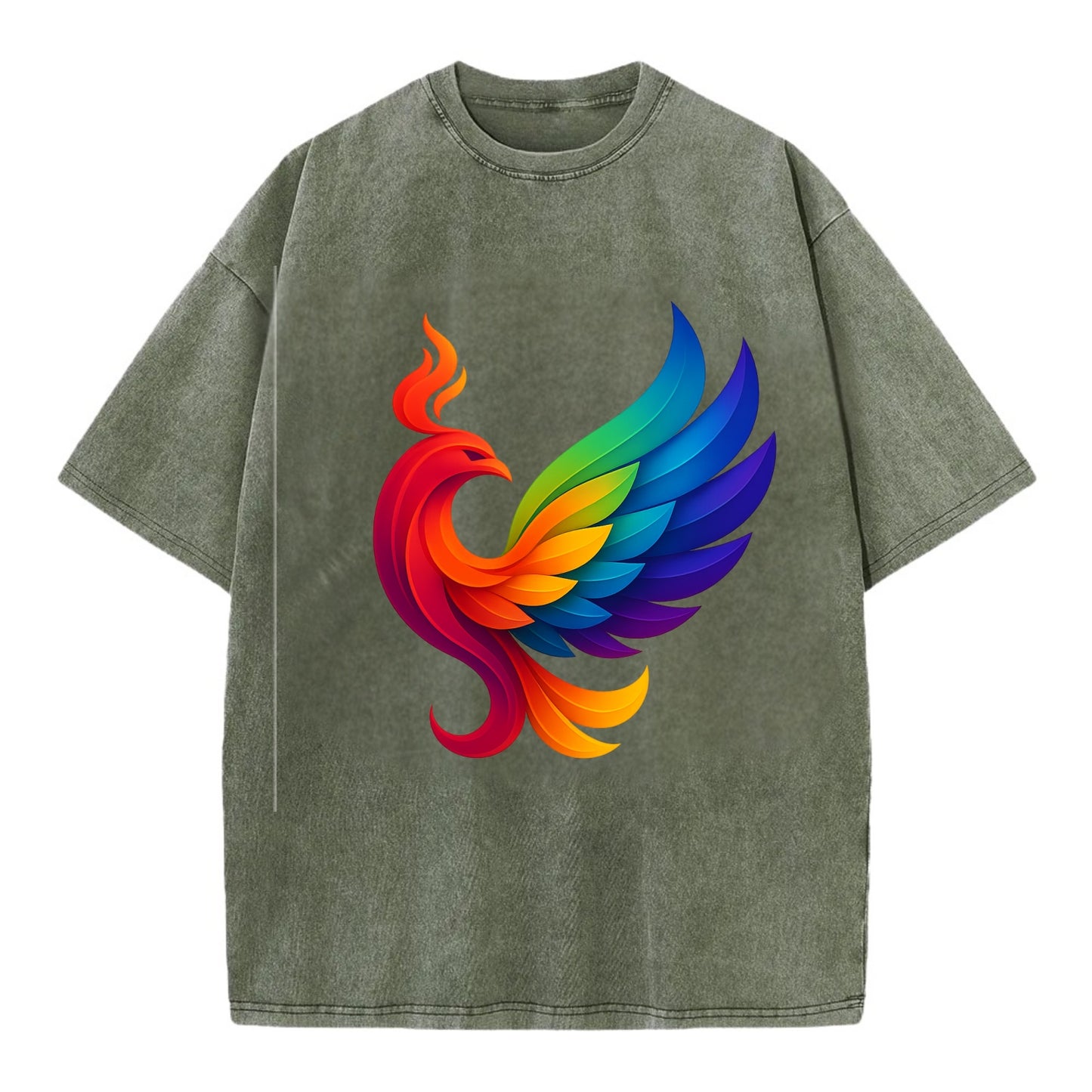 Liberation Bird - Phoenix with each feat - Vintage T-shirt - Army Green