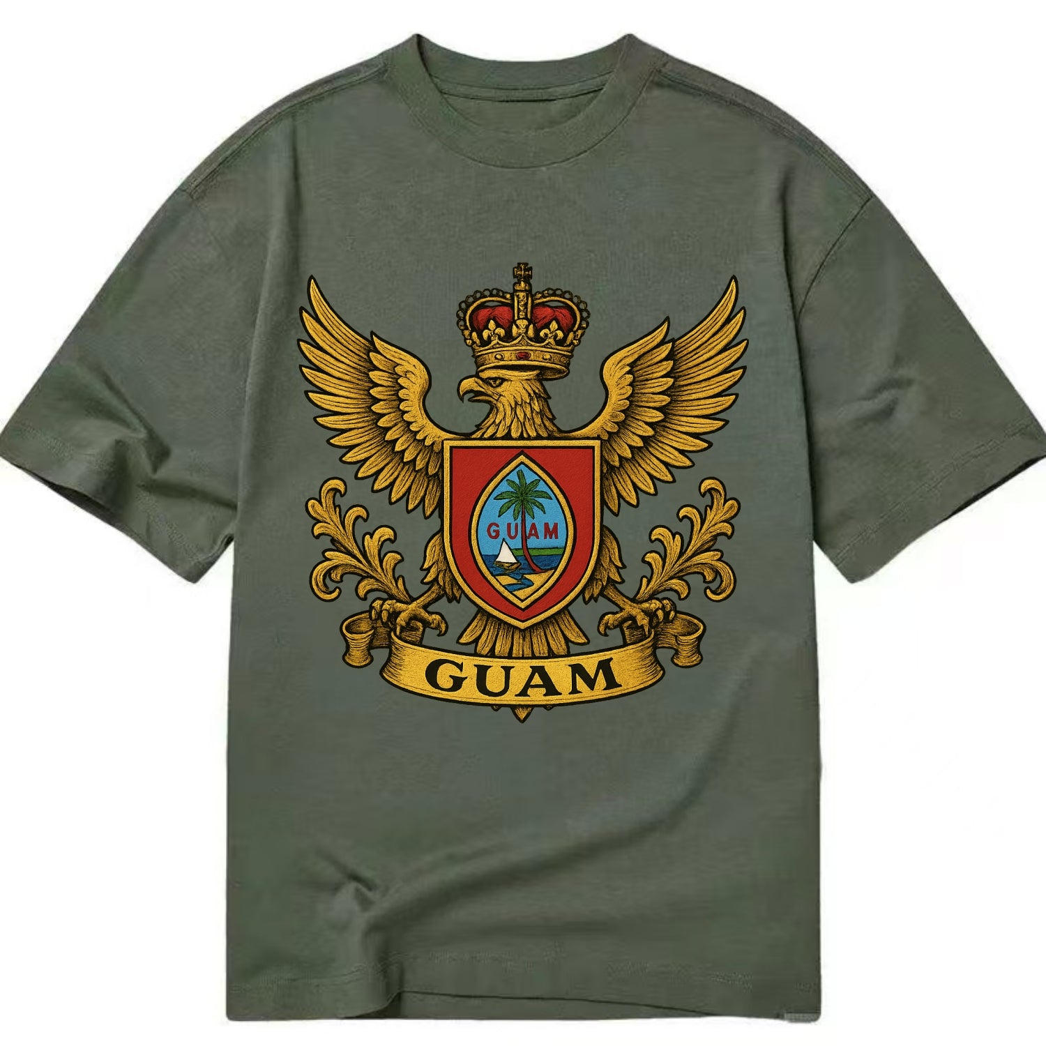 Guam Heritage Badge  - Classic T-shirt - Army Green