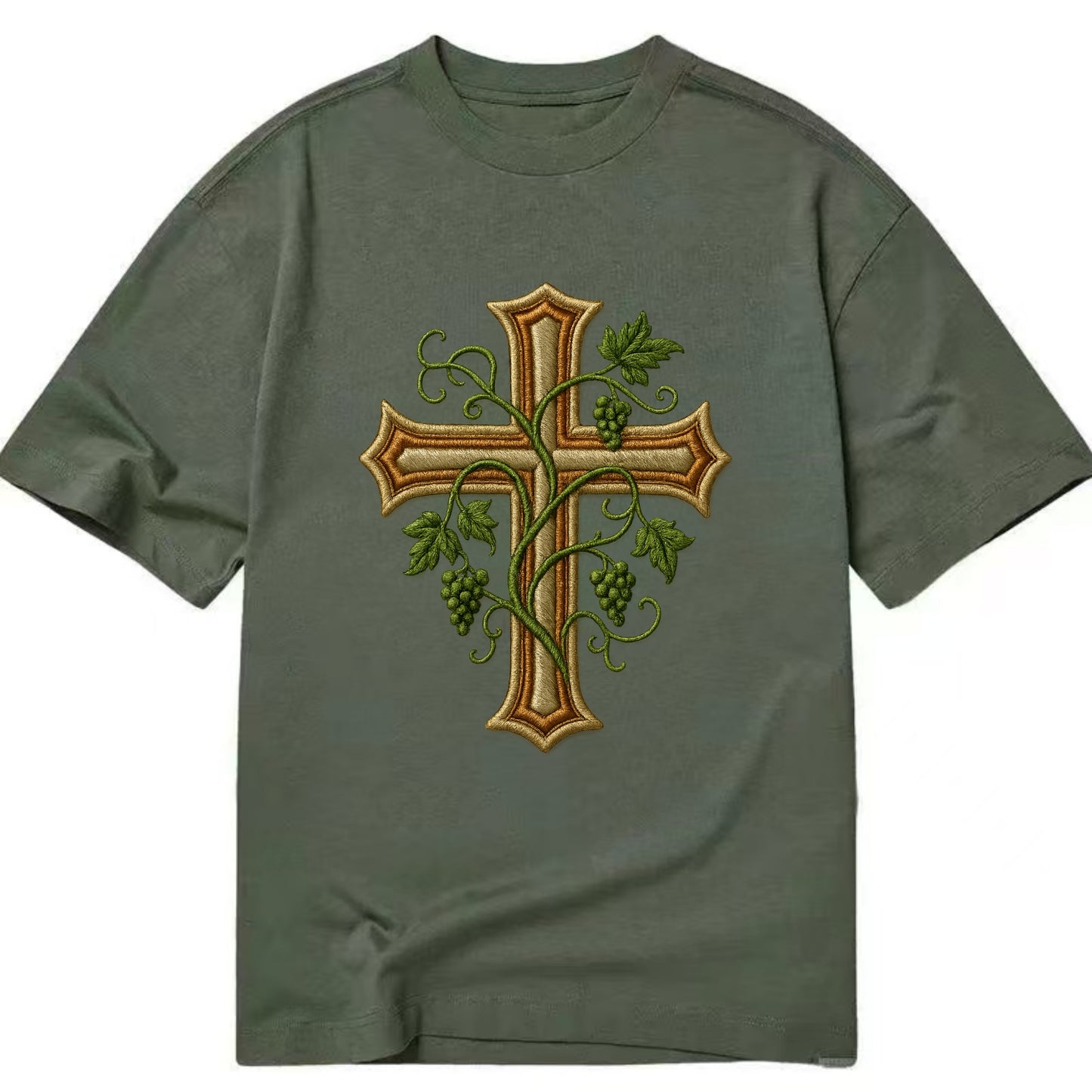 Vine Cross  - Classic T-shirt - Army Green