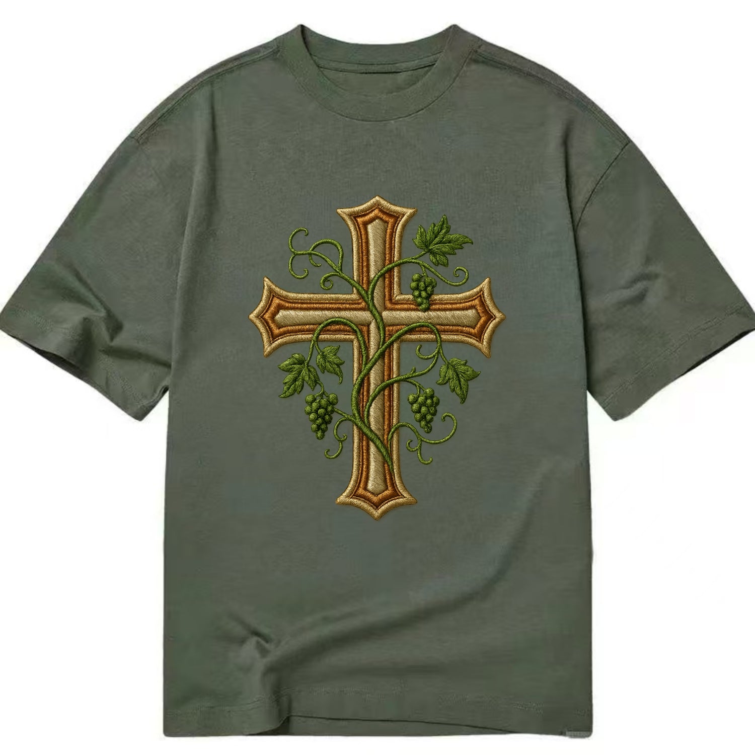Vine Cross  - Classic T-shirt - Army Green
