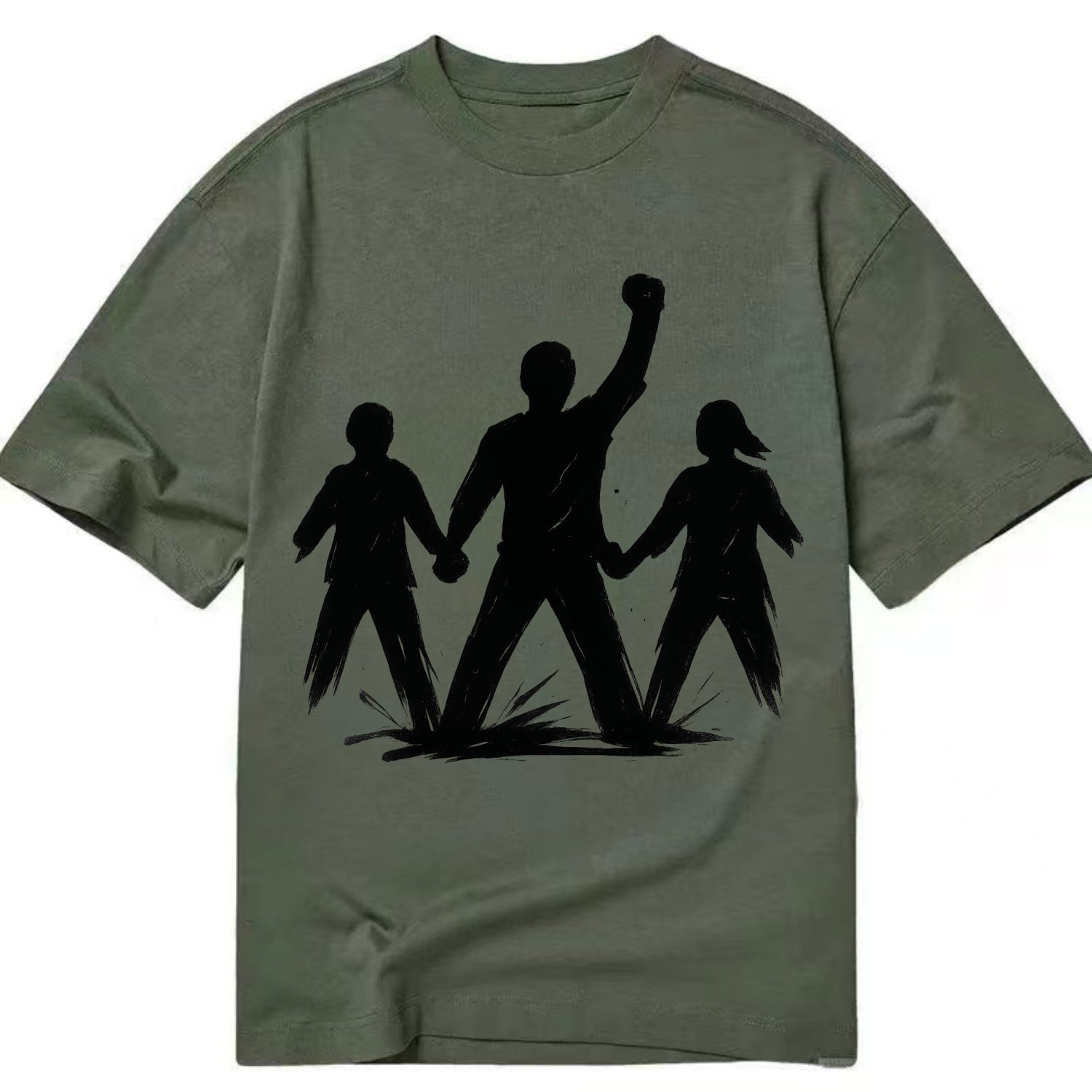 Human chain formation - unity and protection ink brushwork - Classic T-shirt - Army Green