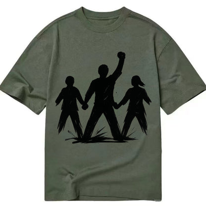 Human chain formation - unity and protection ink brushwork - Classic T-shirt - Army Green