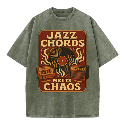 Jazz chords with hyperpop energy - "Jazz Meets Chaos" - unexpected fusion - Vintage T-shirt - Army Green