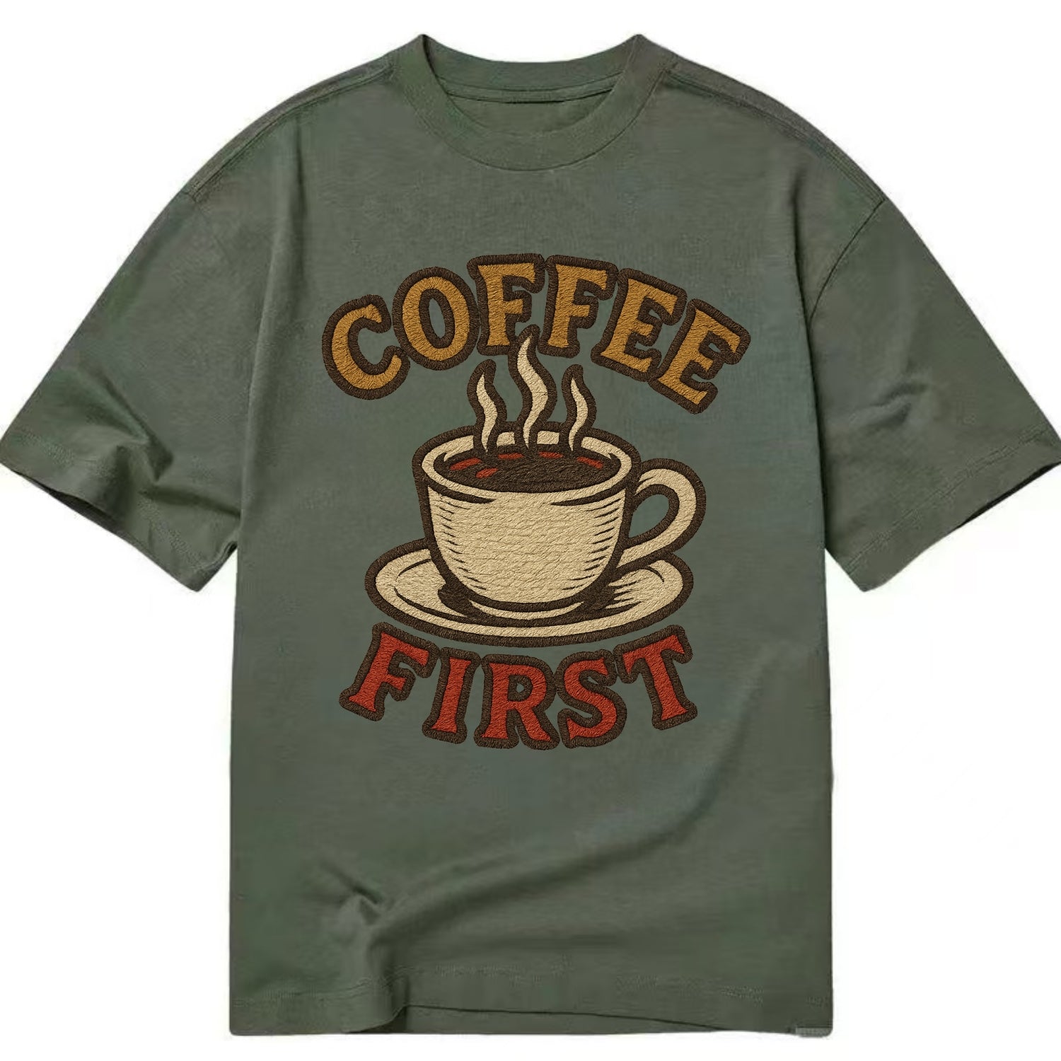 Coffee First  - Classic T-shirt - Army Green