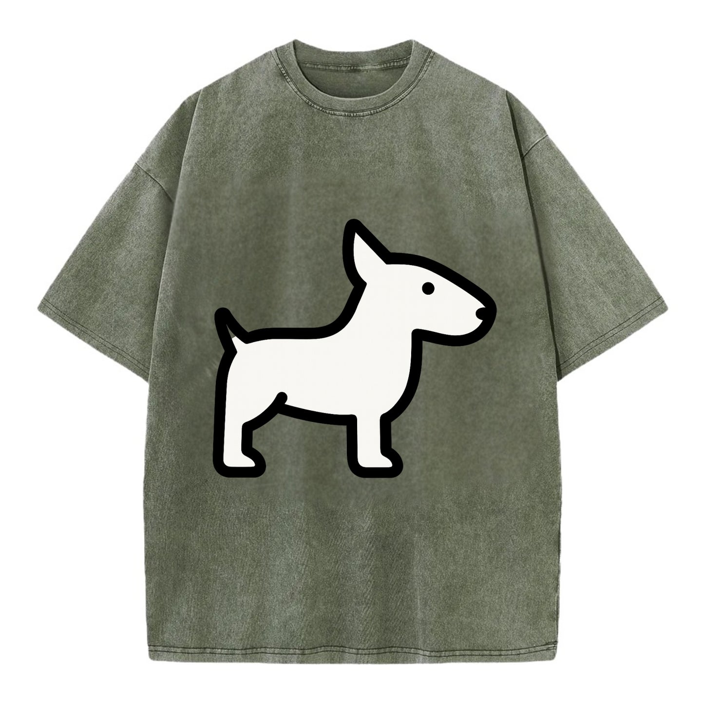 Bull Terrier - White egg-shaped head flat side profile - Vintage T-shirt - Army Green