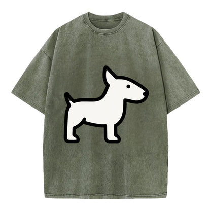 Bull Terrier - White egg-shaped head flat side profile - Vintage T-shirt - Army Green