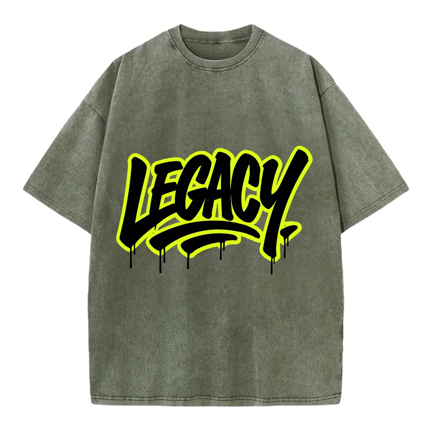Bold typography design - "LEGACY" - what you leave behind, lasting impact - Vintage T-shirt - Army Green