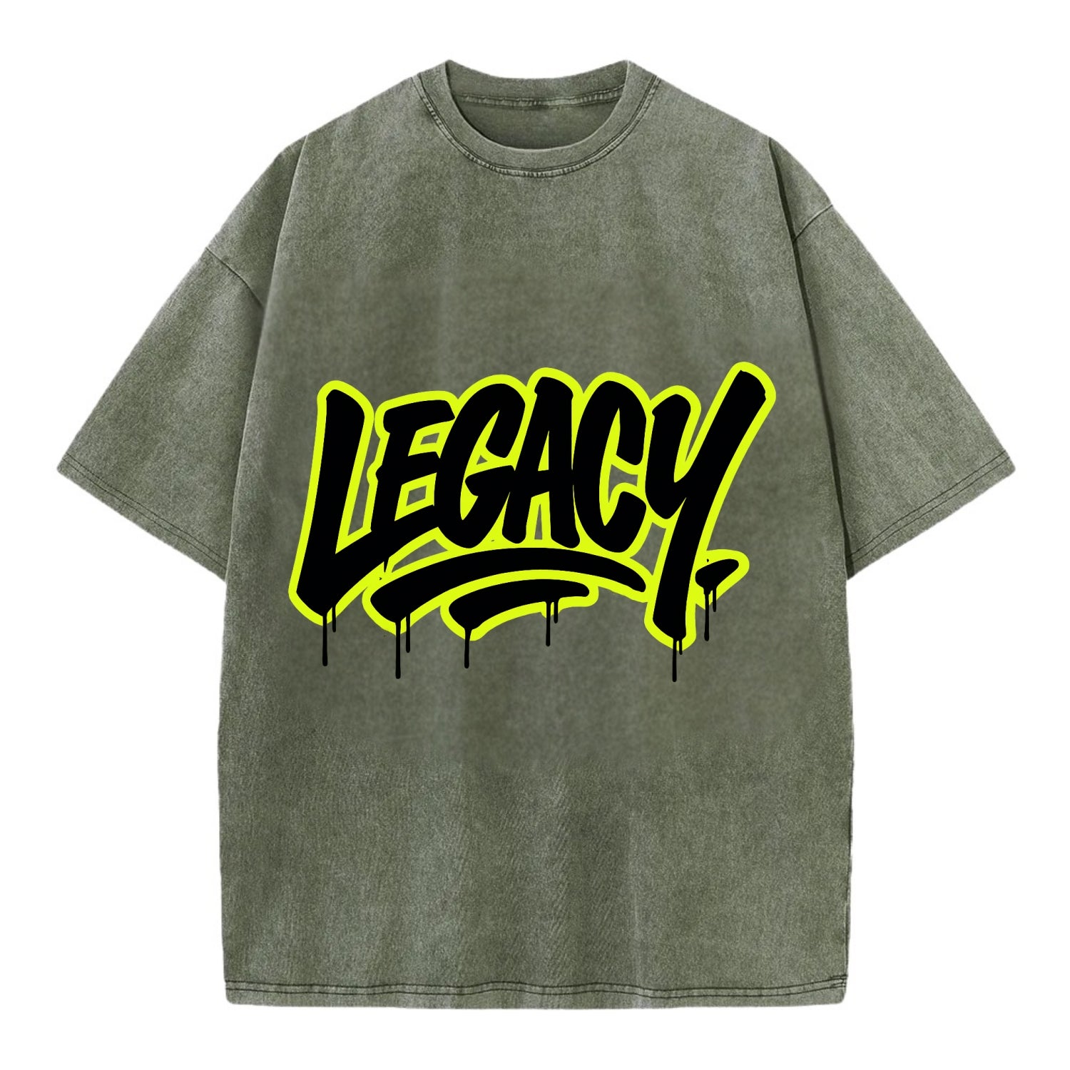 Bold typography design - "LEGACY" - what you leave behind, lasting impact - Vintage T-shirt - Army Green