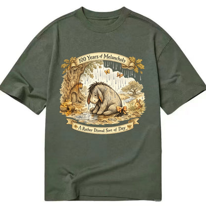 GLOOMY GLEN | Droopy figure in rain | Tattered tail bow | Pessimistic poetry | - Classic T-shirt - Army Green