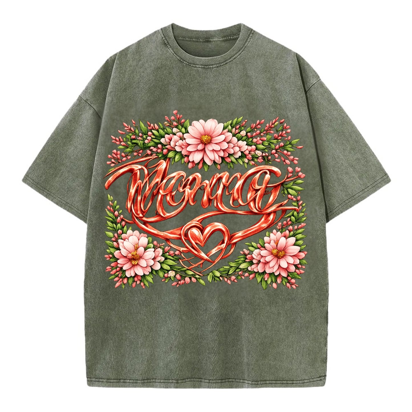 Mama Script - Vintage T-shirt - Army Green
