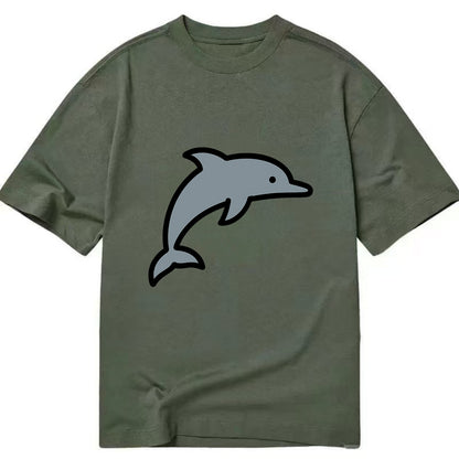Bottlenose Dolphin - Gray jumping pose flat side profile - Classic T-shirt - Army Green