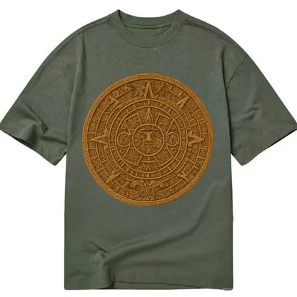 Aztec Calendar  - Classic T-shirt - Army Green