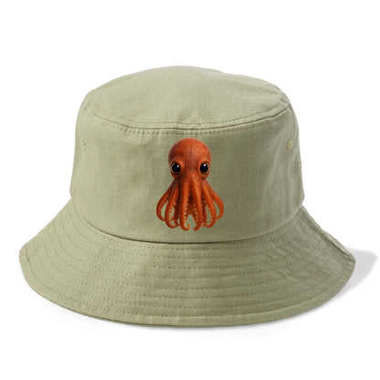 Baby Giant Pacific Octopus - reddish, smaller tentacles, expressive eyes, - Bucket Hat - Army Green