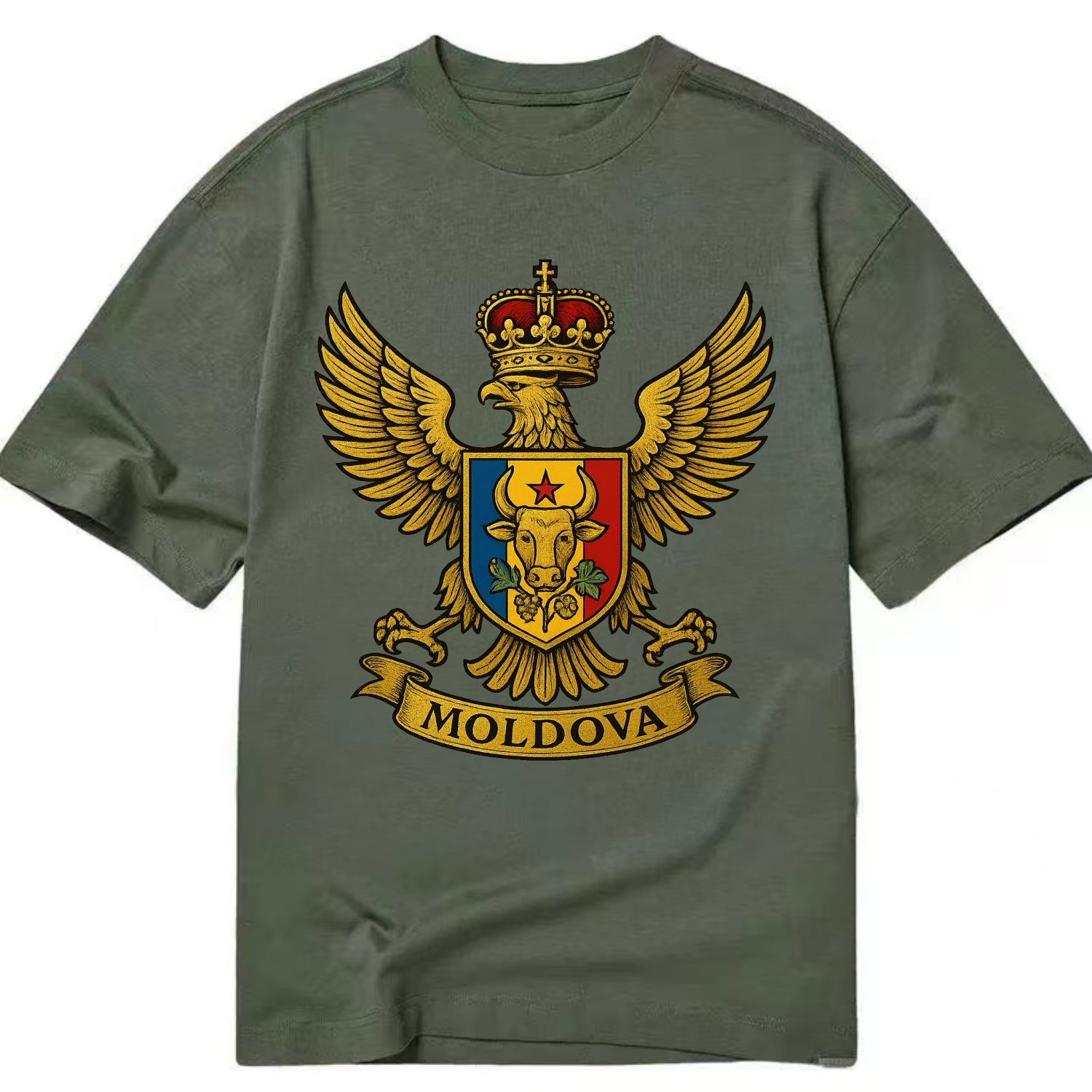 Moldova Heritage Badge  - Classic T-shirt - Army Green