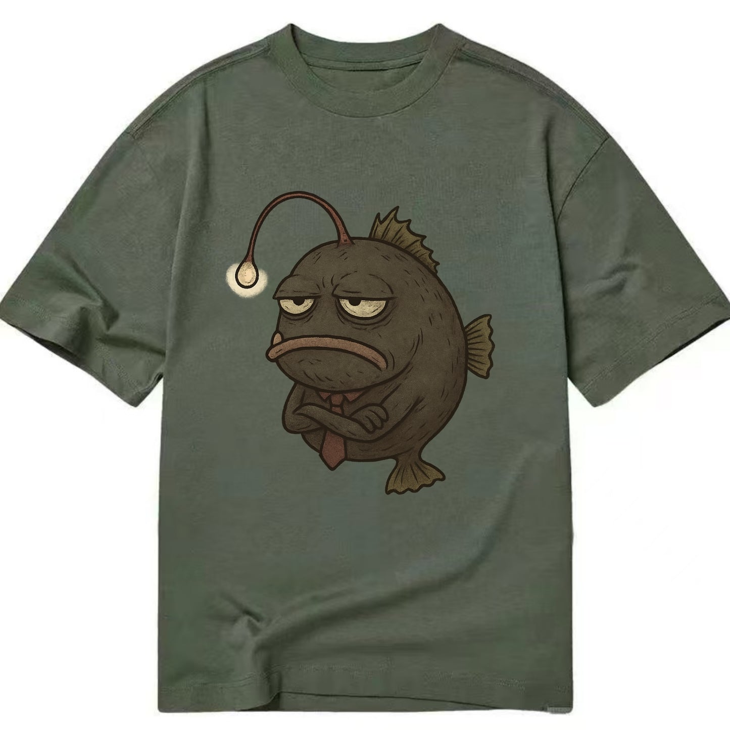 THE ANGLERFISH LURES DISAPPOINTMENT | Dark gray anglerfish with dim light - Classic T-shirt - Army Green