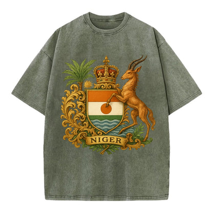 Niger Heritage Badge  - Vintage T-shirt - Army Green