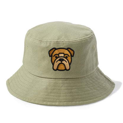Bulldog - Minimalist geometric design wi - Bucket Hat - Army Green