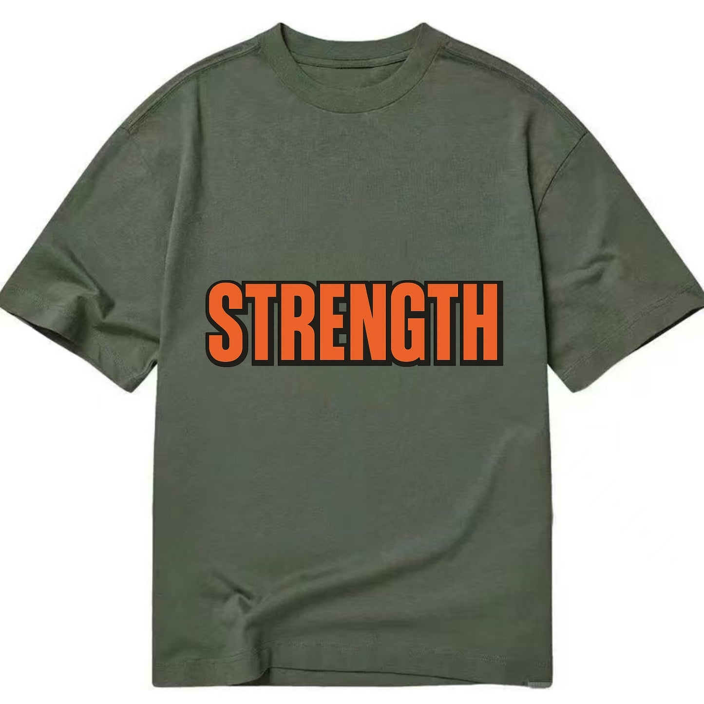 Bold typography design - "STRENGTH" - inner power, resilience, fortitude - Classic T-shirt - Army Green