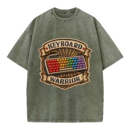 KEYBOARD WARRIOR - mechanical keyboard in RGB rainbow , PC master race - Vintage T-shirt - Army Green