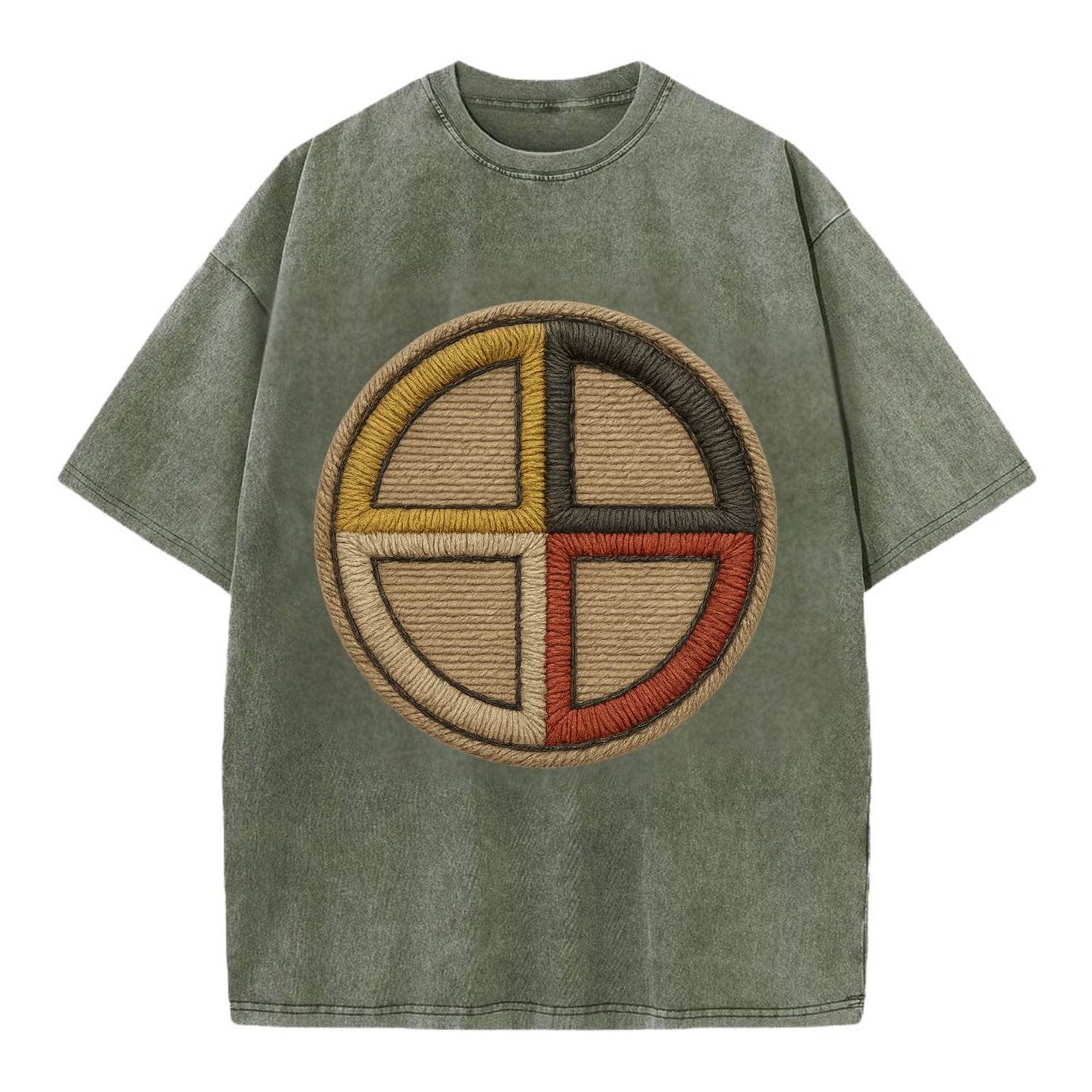 Medicine Wheel  - Vintage T-shirt - Army Green
